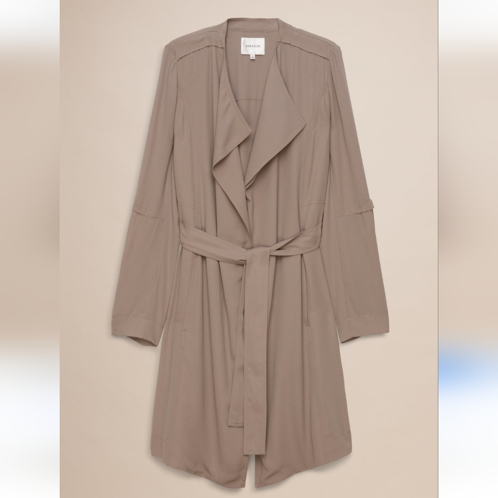 Aritzia Babaton Quincey Flowy Lightweight Trench Coat Modern Taupe Size XS